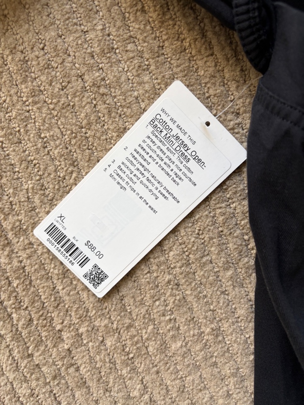 lululemon athletica Cotton Jersey Open-Back Mini Dress, Black, XL - Picture 6 of 9